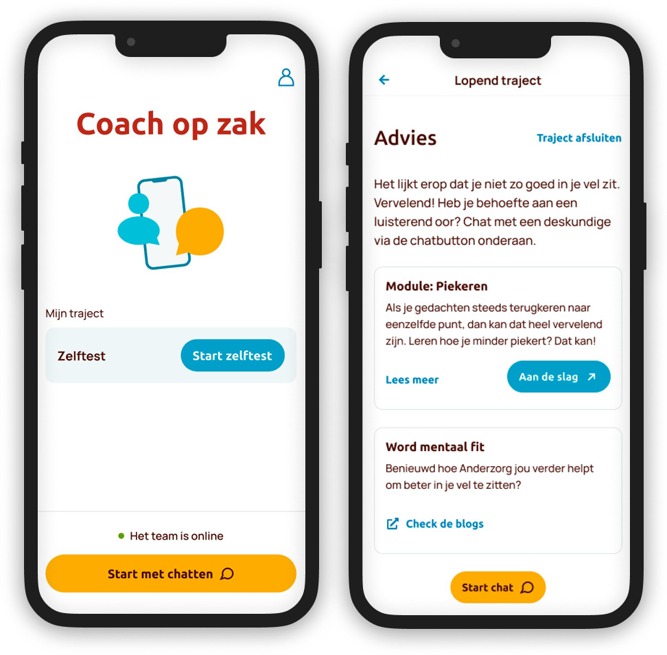 Afbeelding van App de coach op een telefoon